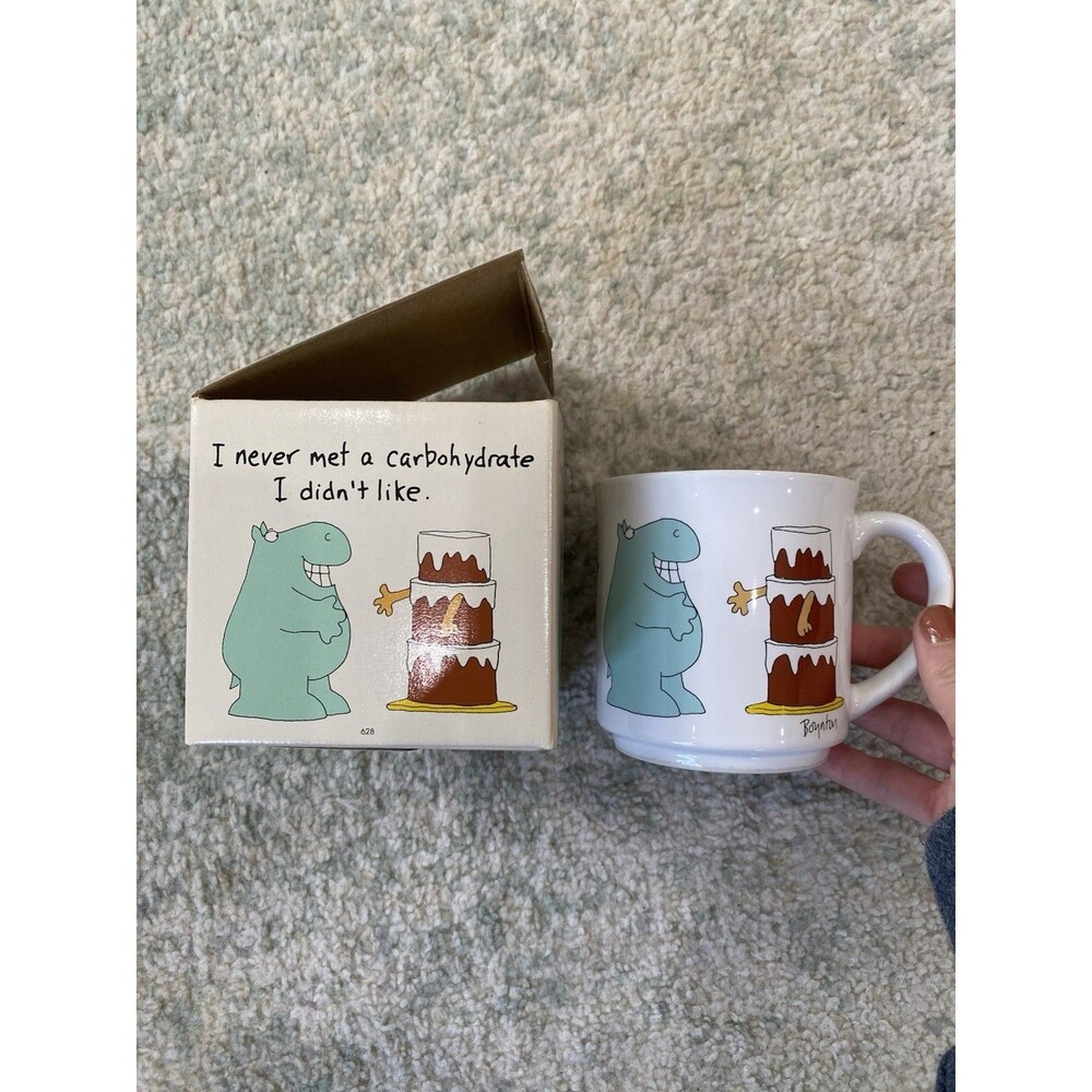 NEW! Vintage Boynton Hippo Coffee Mug I Never Met a Carbohydrate I Didn't Like